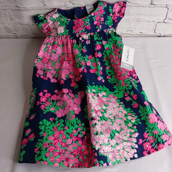 'CARTERS' 2-PIECE LINED 'BURSTING BOUQUET' FLORAL DRESS & BLOOMERS SET - Picture 14 of 14